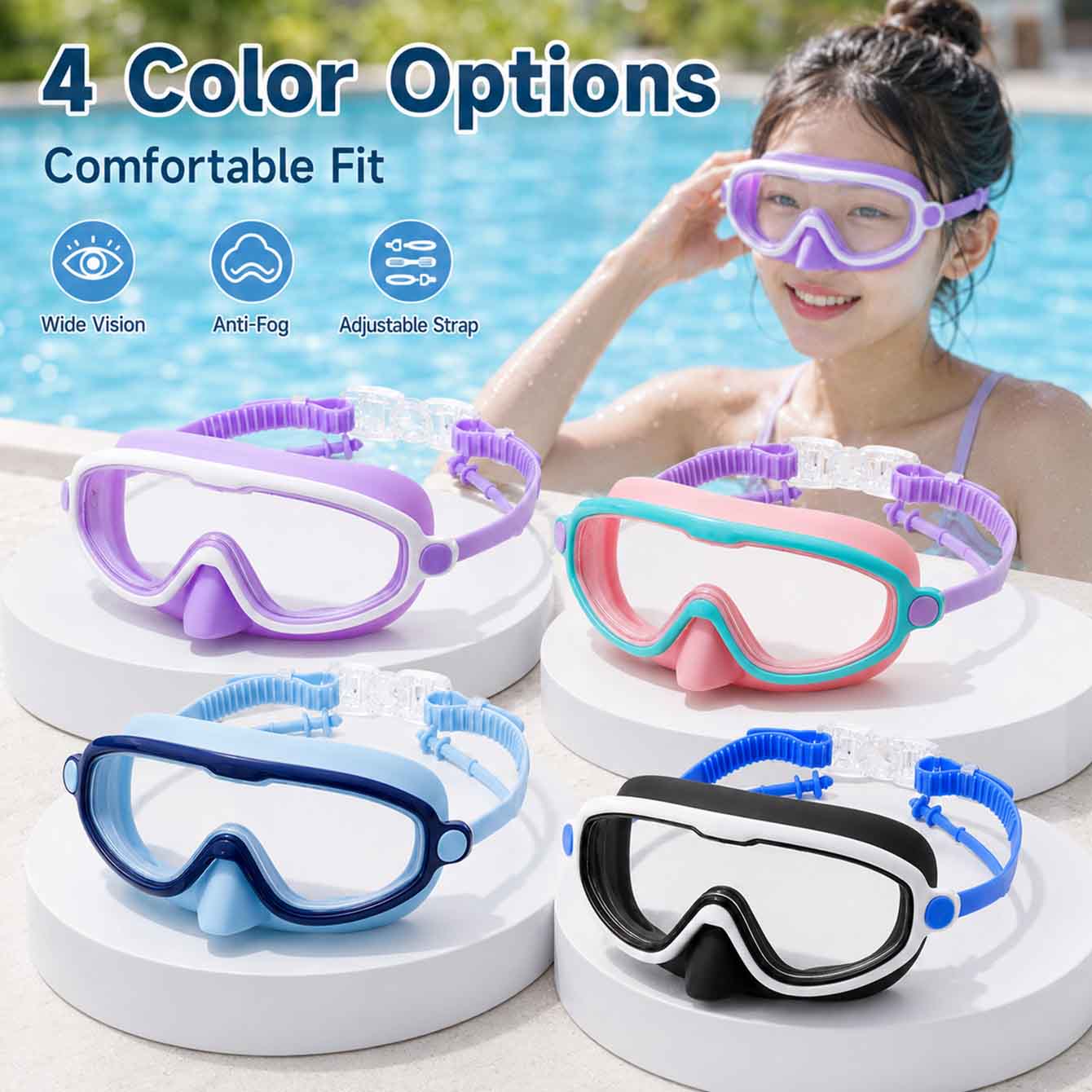 Swimming Goggles Anti Fog - High Definition Anti-Fog Kids Swimming Goggles,