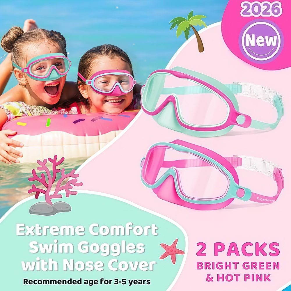 Kids Swim Goggles with Nose Co - Swimming Goggles Anti Fog 评论和价格